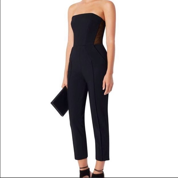 NICHOLAS Pants - Nicholas navy mesh bustier jumpsuit